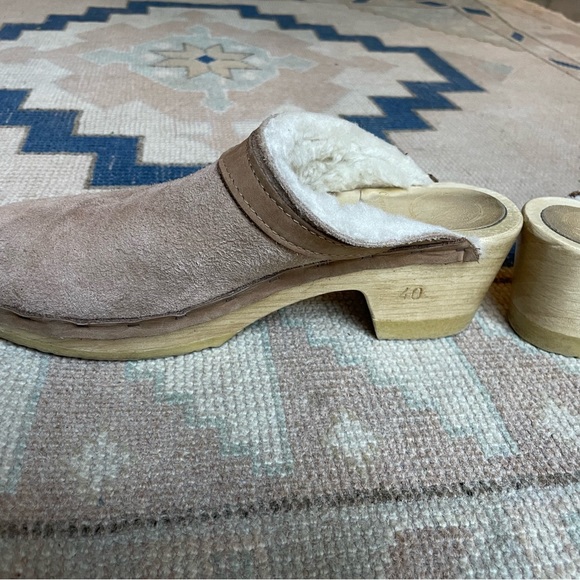 No. 6 Sherpa Lined Tan Suede Clog Size 40 - runs small - Picture 11 of 12